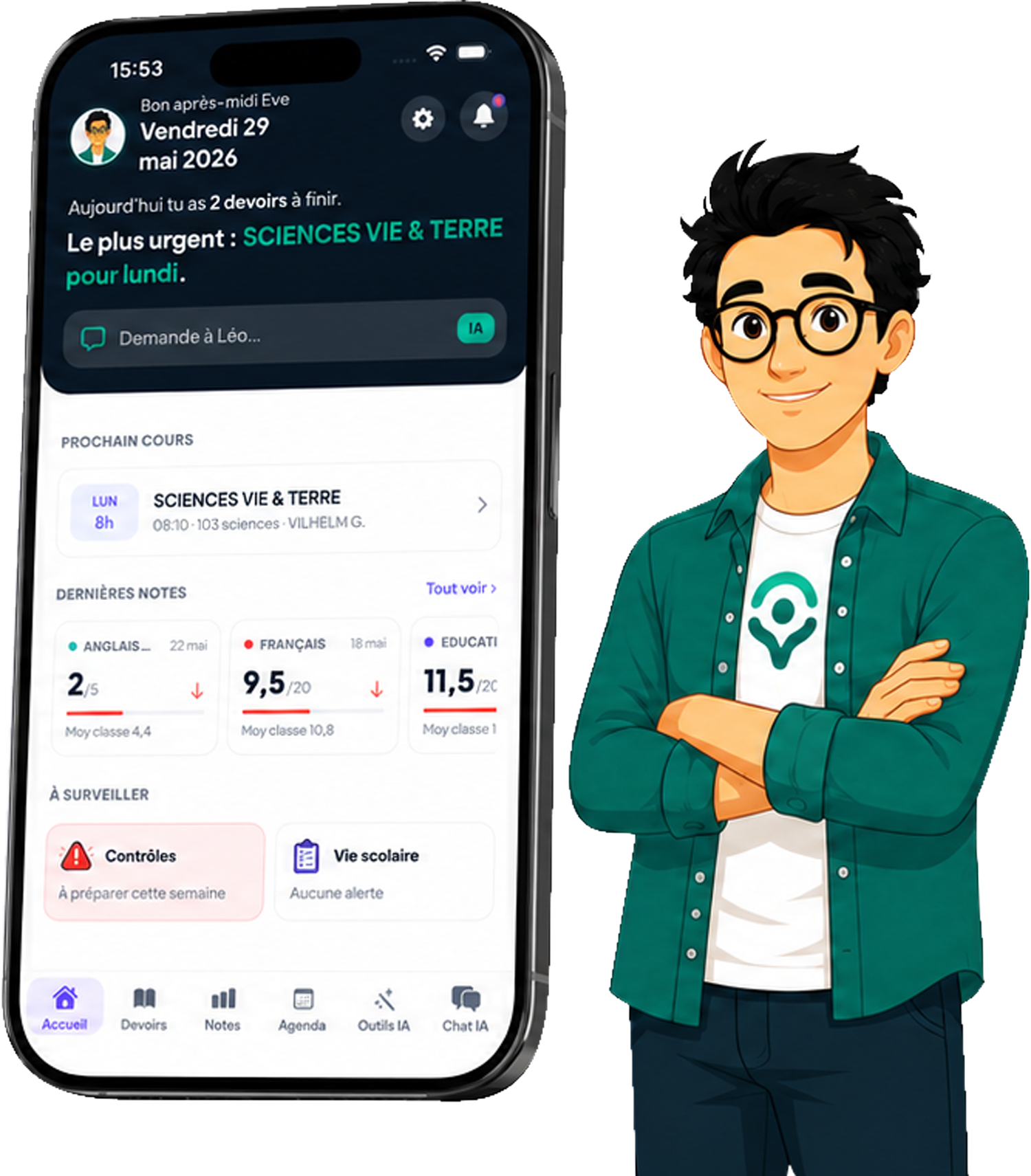 L'application Le Tuteur Pro avec Léo, le compagnon IA de toute la famille